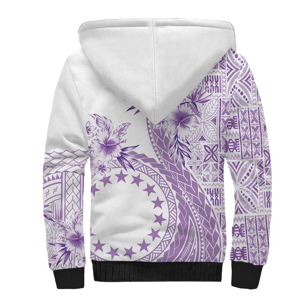 Kia Orana Cook Islands Sherpa Hoodie Tiare and Stars - Lavender LT7 - Polynesian Pride