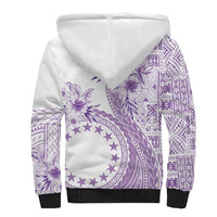 Kia Orana Cook Islands Sherpa Hoodie Tiare and Stars - Lavender LT7 - Polynesian Pride