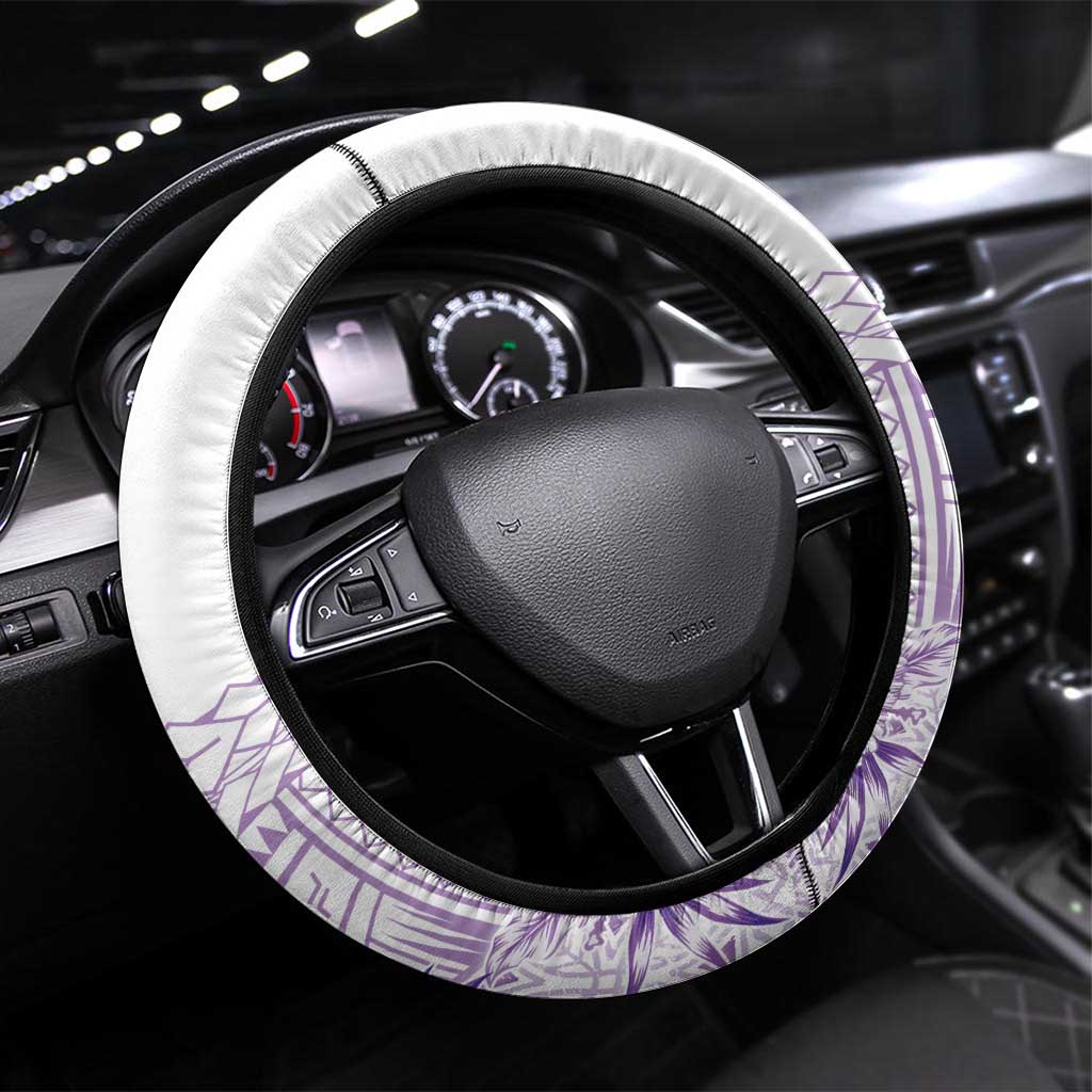 Kia Orana Cook Islands Steering Wheel Cover Tiare and Stars - Lavender LT7 Universal Fit Lavender - Polynesian Pride