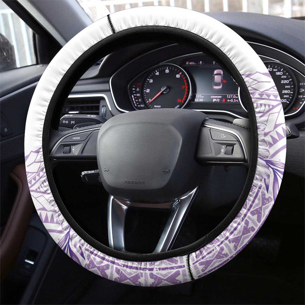 Kia Orana Cook Islands Steering Wheel Cover Tiare and Stars - Lavender LT7 - Polynesian Pride