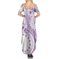 Kia Orana Cook Islands Summer Maxi Dress Tiare and Stars - Lavender LT7 - Polynesian Pride
