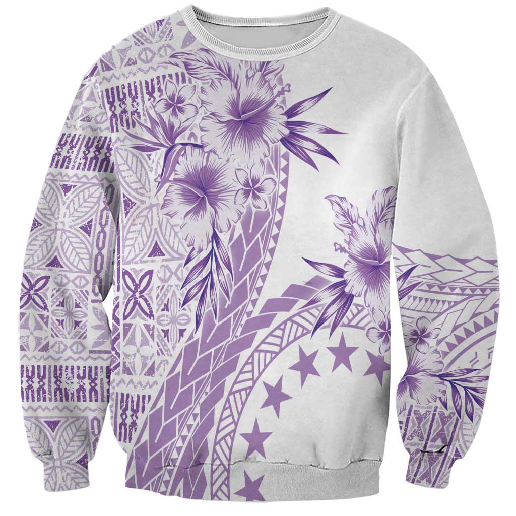Kia Orana Cook Islands Sweatshirt Tiare and Stars - Lavender LT7 Unisex Lavender - Polynesian Pride
