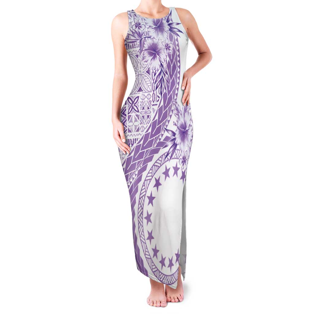 Kia Orana Cook Islands Tank Maxi Dress Tiare and Stars - Lavender LT7 Women Lavender - Polynesian Pride