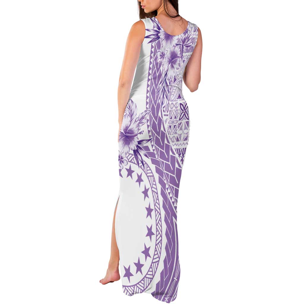 Kia Orana Cook Islands Tank Maxi Dress Tiare and Stars - Lavender LT7 - Polynesian Pride