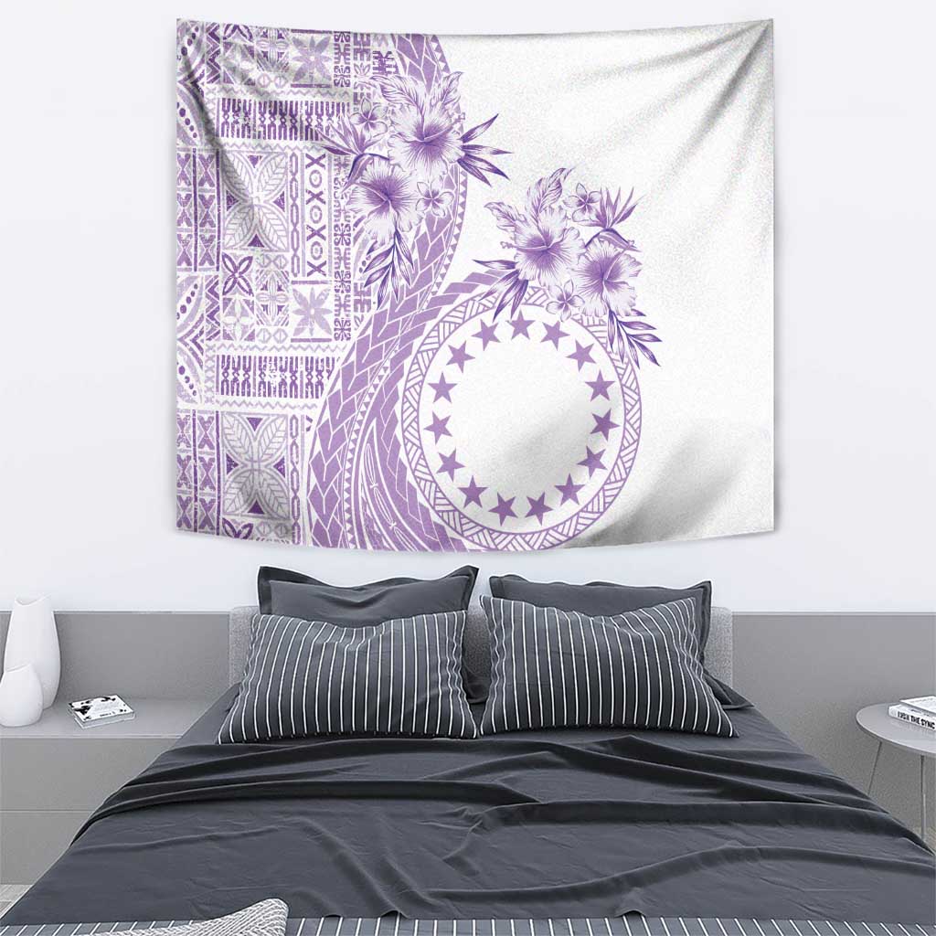 Kia Orana Cook Islands Tapestry Tiare and Stars - Lavender
