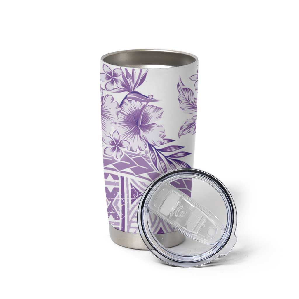 Kia Orana Cook Islands Tumbler Cup Tiare & Stars - Lavender LT7 - Polynesian Pride
