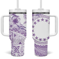 Kia Orana Cook Islands Tumbler With Handle Tiare & Stars - Lavender LT7 One Size: 40 oz Lavender - Polynesian Pride