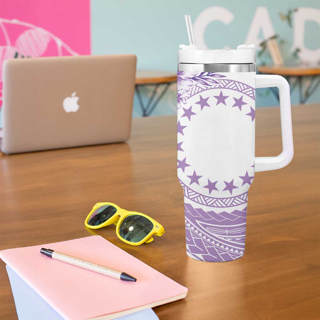 Kia Orana Cook Islands Tumbler With Handle Tiare & Stars - Lavender LT7 - Polynesian Pride