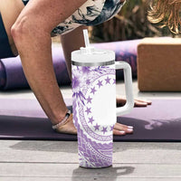 Kia Orana Cook Islands Tumbler With Handle Tiare & Stars - Lavender LT7 - Polynesian Pride