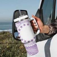 Kia Orana Cook Islands Tumbler With Handle Tiare & Stars - Lavender LT7 - Polynesian Pride