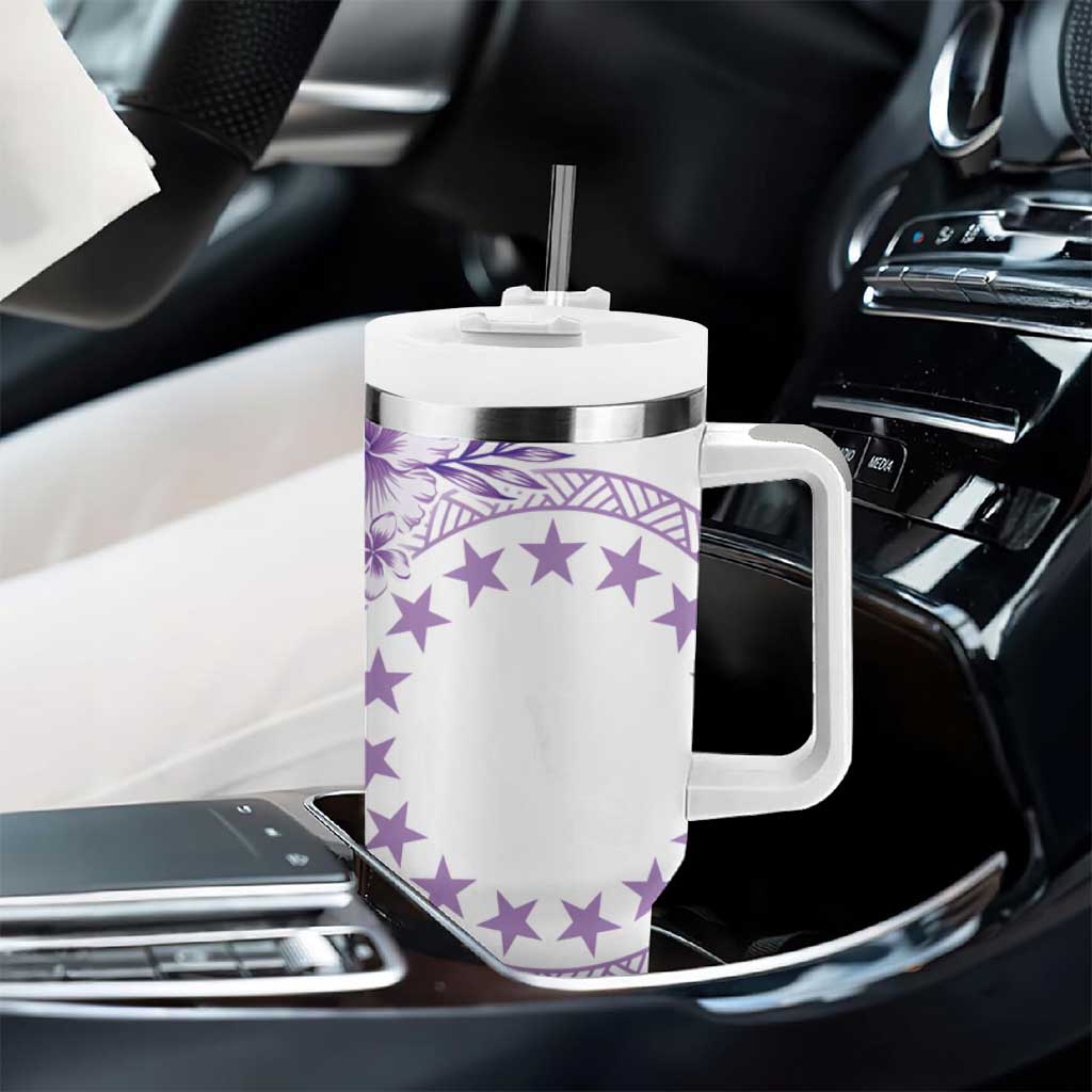 Kia Orana Cook Islands Tumbler With Handle Tiare & Stars - Lavender LT7 - Polynesian Pride