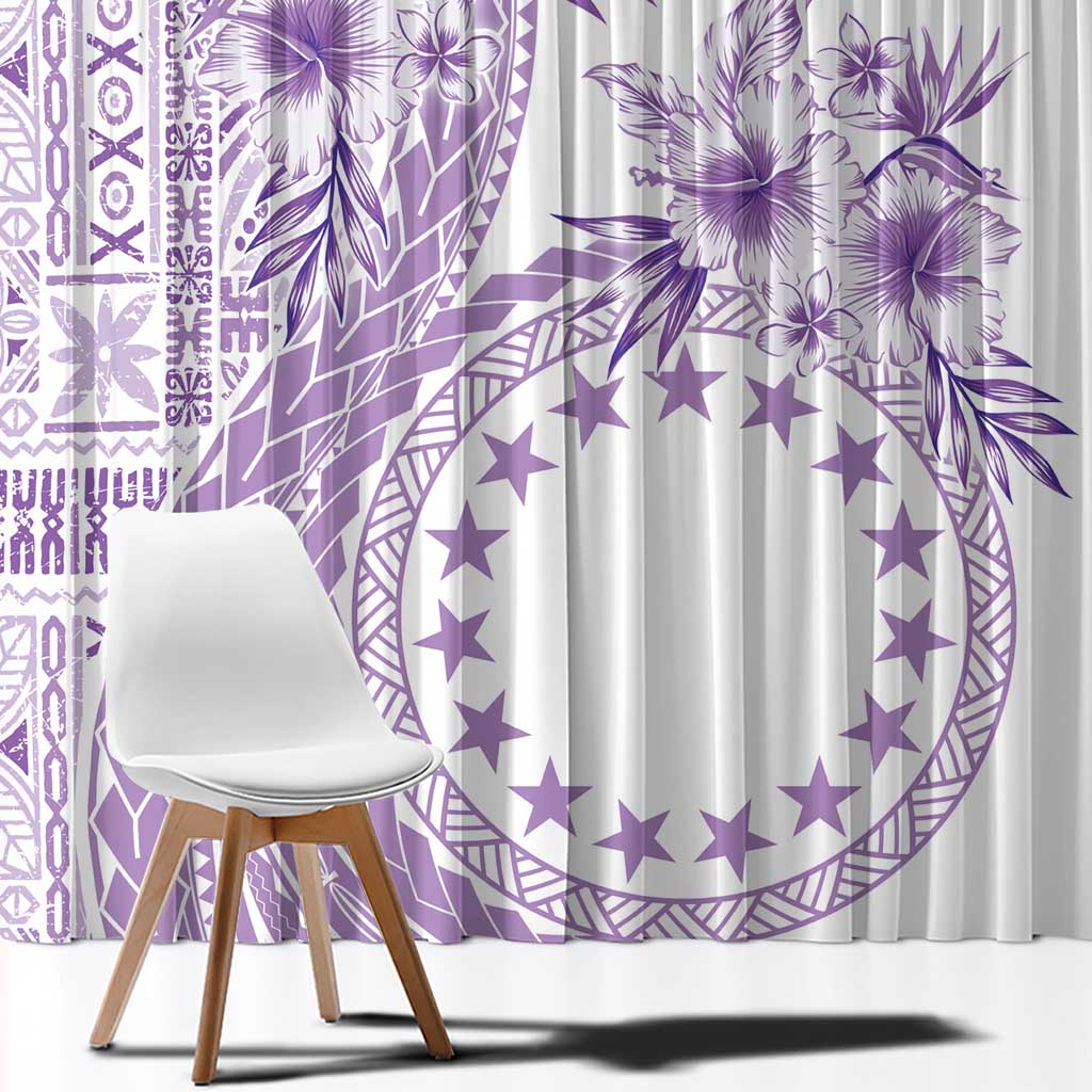 Kia Orana Cook Islands Window Curtain Tiare and Stars - Lavender LT7 - Polynesian Pride