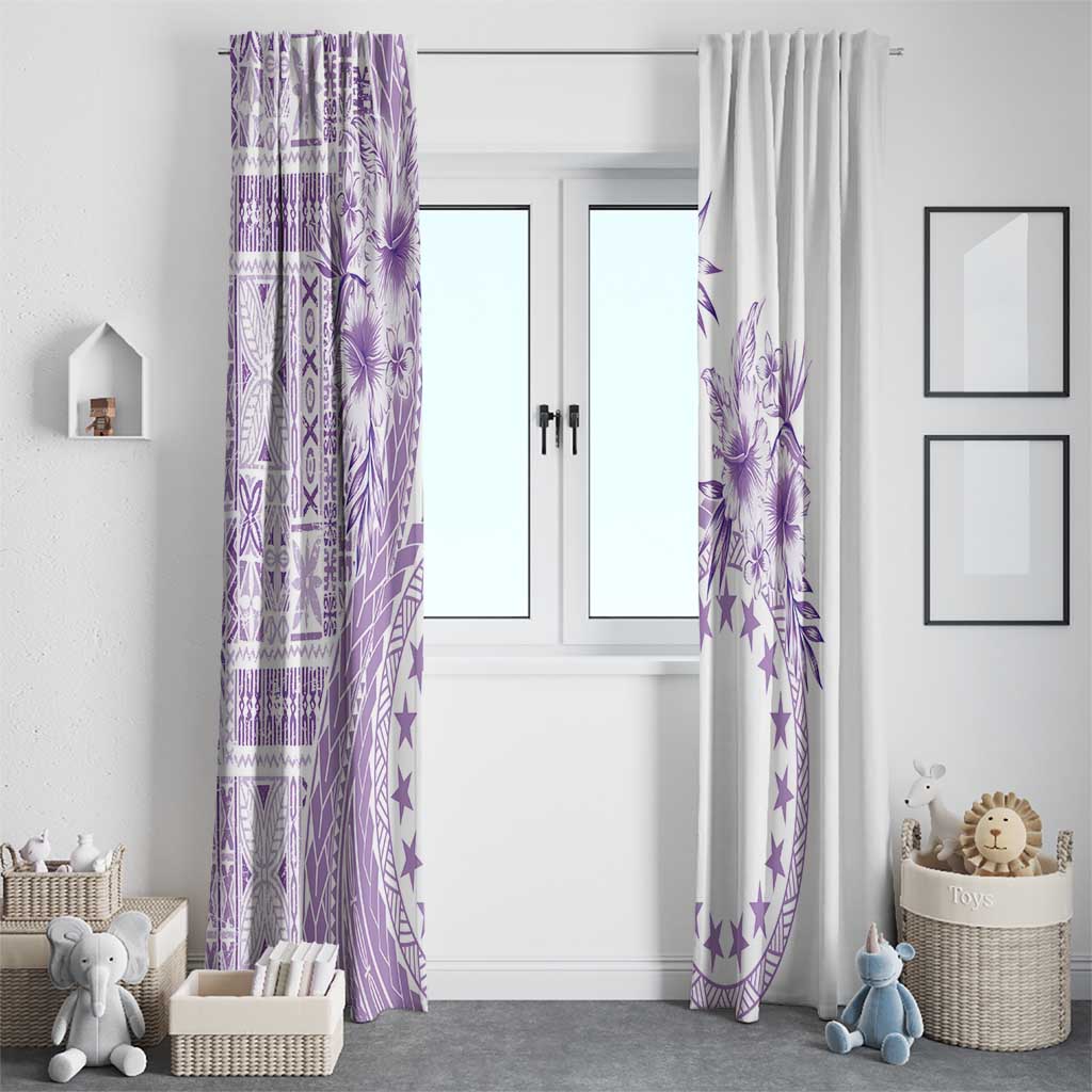Kia Orana Cook Islands Window Curtain Tiare and Stars - Lavender LT7 - Polynesian Pride
