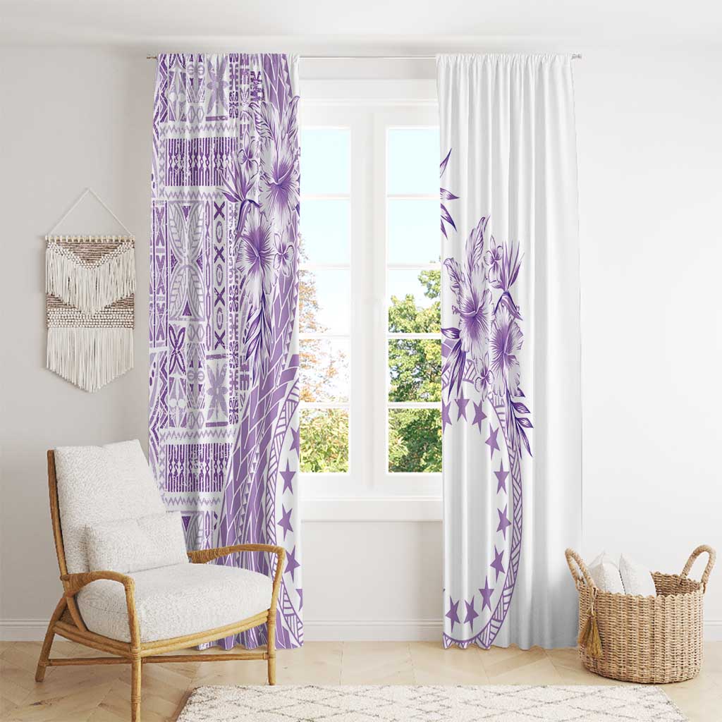Kia Orana Cook Islands Window Curtain Tiare and Stars - Lavender LT7 - Polynesian Pride