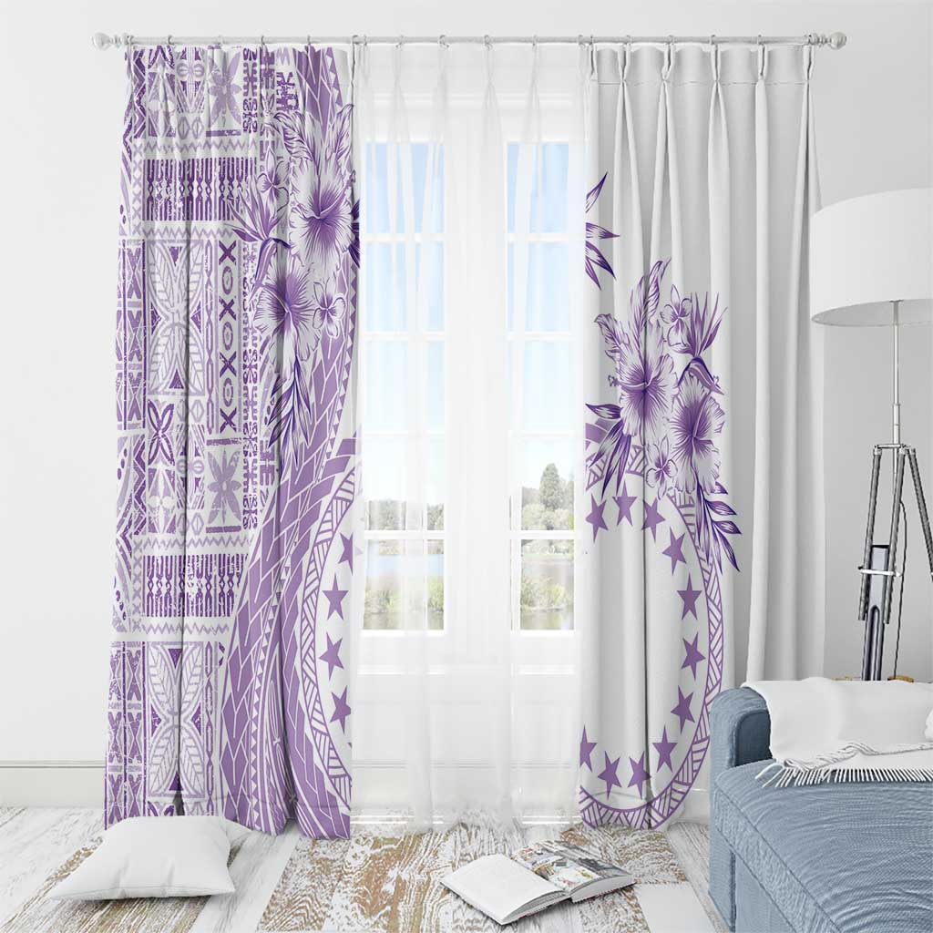 Kia Orana Cook Islands Window Curtain Tiare and Stars - Lavender LT7 - Polynesian Pride