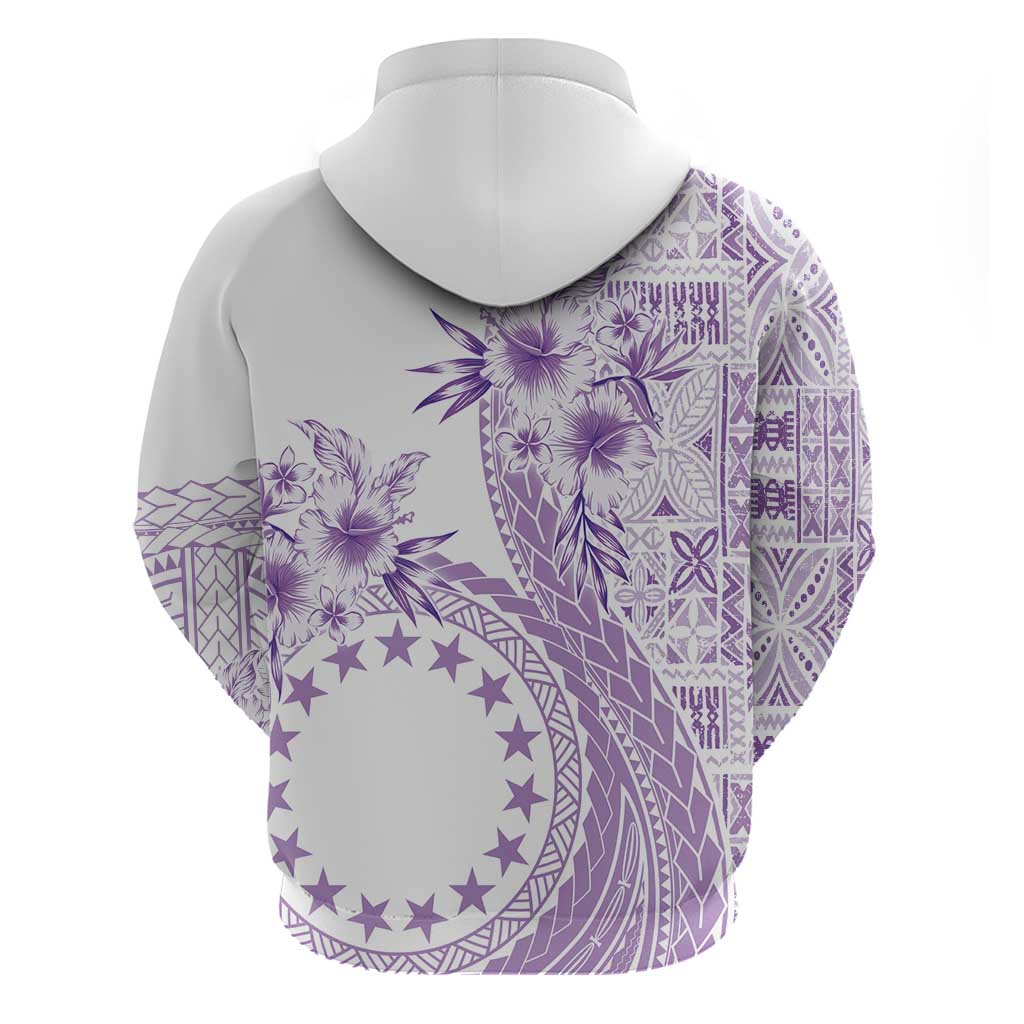 Kia Orana Cook Islands Zip Hoodie Tiare and Stars - Lavender
