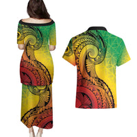 Vanuatu 45th Independence Anniversary Couples Matching Puletasi and Hawaiian Shirt Ni-Van Sandroing LT7 - Polynesian Pride