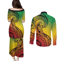 Vanuatu 45th Independence Anniversary Couples Matching Puletasi and Long Sleeve Button Shirt Ni-Van Sandroing LT7 - Polynesian Pride