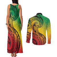 Vanuatu 45th Independence Anniversary Couples Matching Tank Maxi Dress and Long Sleeve Button Shirt Ni-Van Sandroing LT7 - Polynesian Pride