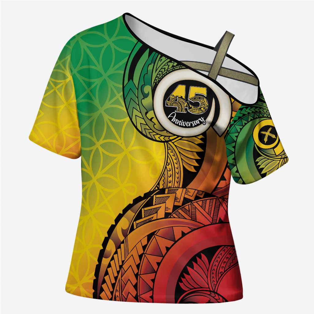 Vanuatu 45th Independence Anniversary Cross Shoulder Shirt Ni-Van Sandroing LT7 Female Colorful - Polynesian Pride