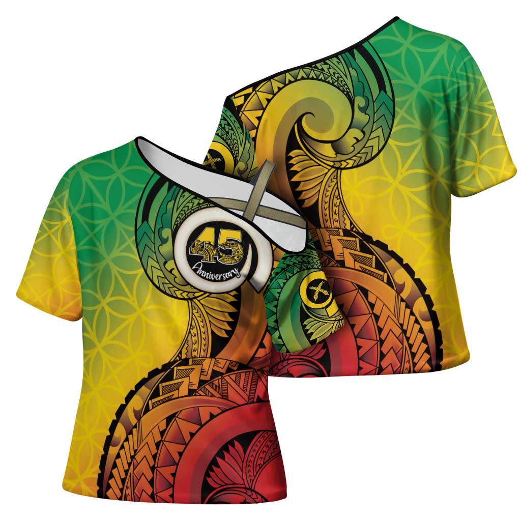 Vanuatu 45th Independence Anniversary Cross Shoulder Shirt Ni-Van Sandroing LT7 - Polynesian Pride