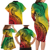 Vanuatu 45th Independence Anniversary Family Matching Long Sleeve Bodycon Dress and Hawaiian Shirt Ni-Van Sandroing - Polynesian Pride