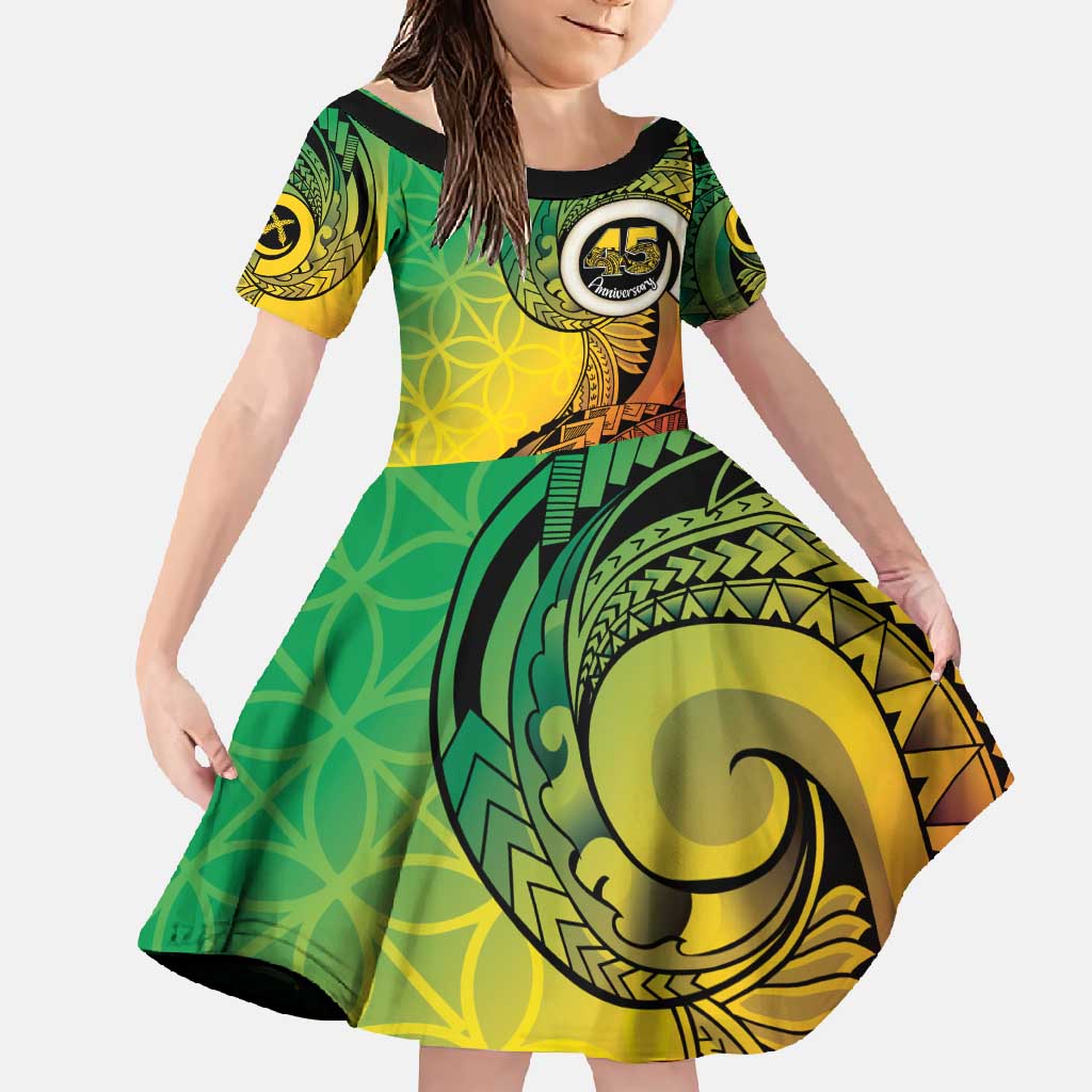 Vanuatu 45th Independence Anniversary Family Matching Off Shoulder Maxi Dress and Hawaiian Shirt Ni-Van Sandroing - Polynesian Pride