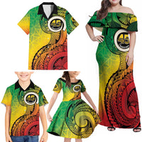 Vanuatu 45th Independence Anniversary Family Matching Off Shoulder Maxi Dress and Hawaiian Shirt Ni-Van Sandroing - Polynesian Pride