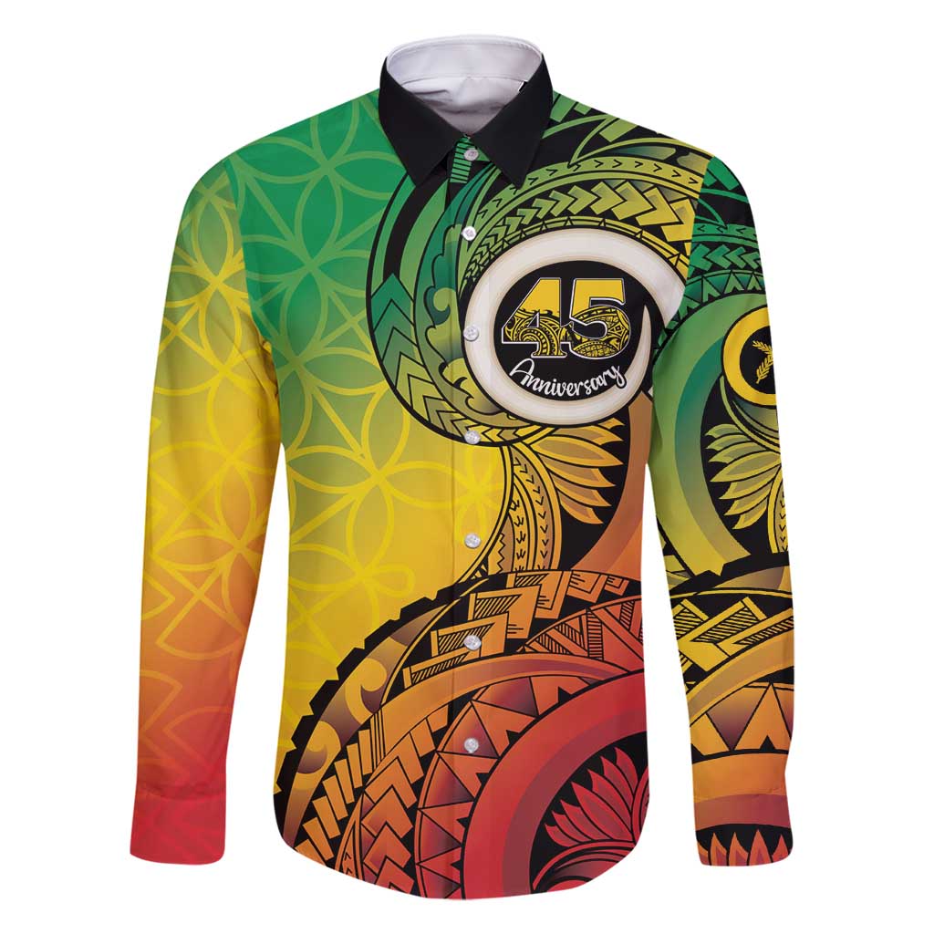 Vanuatu 45th Independence Anniversary Family Matching Off Shoulder Maxi Dress and Hawaiian Shirt Ni-Van Sandroing - Polynesian Pride