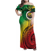Vanuatu 45th Independence Anniversary Family Matching Off Shoulder Maxi Dress and Hawaiian Shirt Ni-Van Sandroing - Polynesian Pride