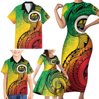 Vanuatu 45th Independence Anniversary Family Matching Short Sleeve Bodycon Dress and Hawaiian Shirt Ni-Van Sandroing - Polynesian Pride