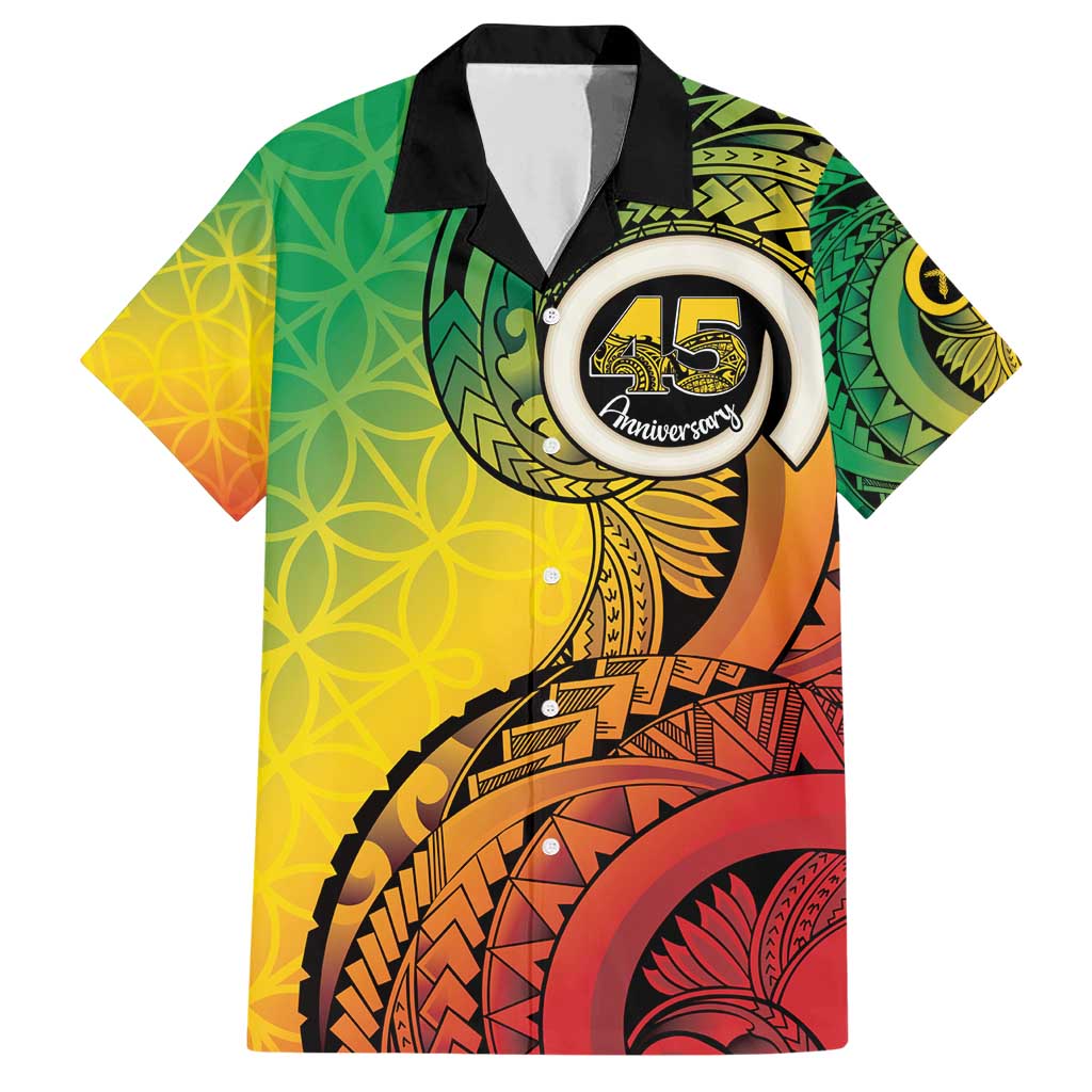 Vanuatu 45th Independence Anniversary Family Matching Short Sleeve Bodycon Dress and Hawaiian Shirt Ni-Van Sandroing - Polynesian Pride