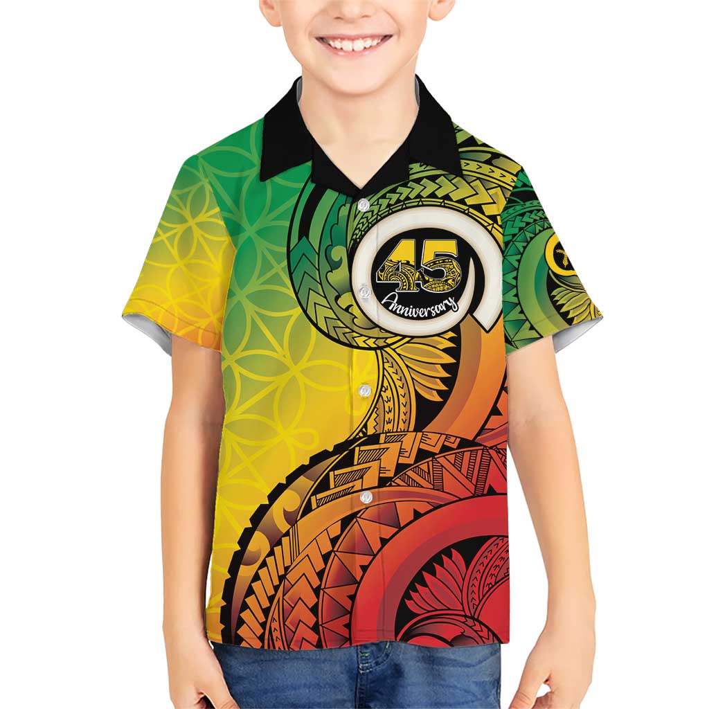 Vanuatu 45th Independence Anniversary Family Matching Short Sleeve Bodycon Dress and Hawaiian Shirt Ni-Van Sandroing - Polynesian Pride