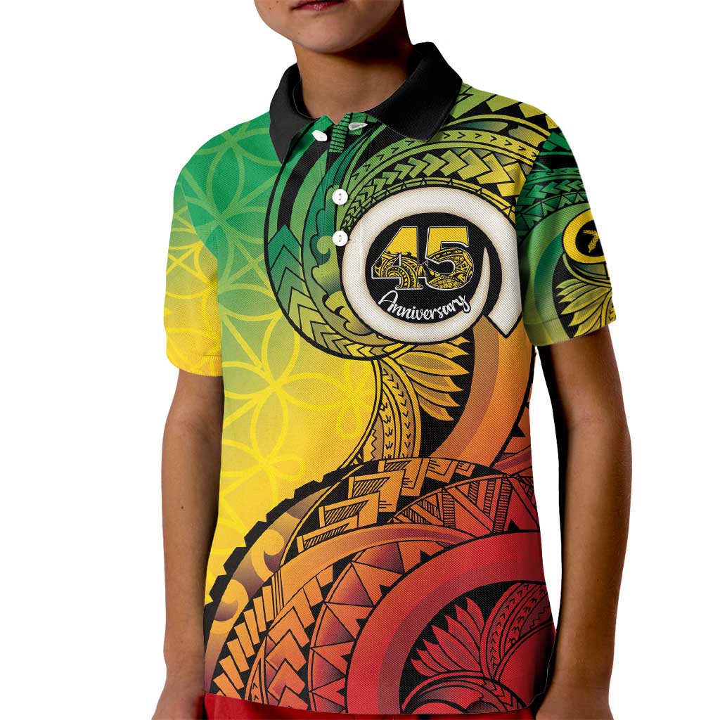 Vanuatu 45th Independence Anniversary Kid Polo Shirt Ni-Van Sandroing - Polynesian Pride