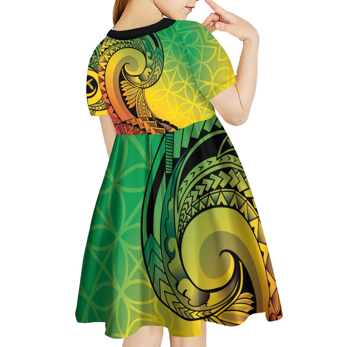 Vanuatu 45th Independence Anniversary Kid Short Sleeve Dress Ni-Van Sandroing - Polynesian Pride
