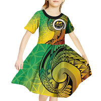 Vanuatu 45th Independence Anniversary Kid Short Sleeve Dress Ni-Van Sandroing - Polynesian Pride