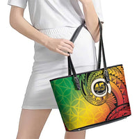 Vanuatu 45th Independence Anniversary Leather Tote Bag Ni-Van Sandroing - Polynesian Pride