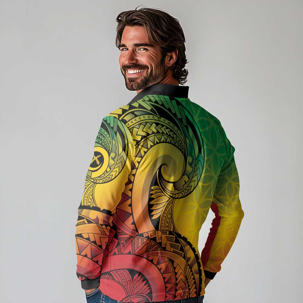 Vanuatu 45th Independence Anniversary Long Sleeve Polo Shirt Ni-Van Sandroing - Polynesian Pride