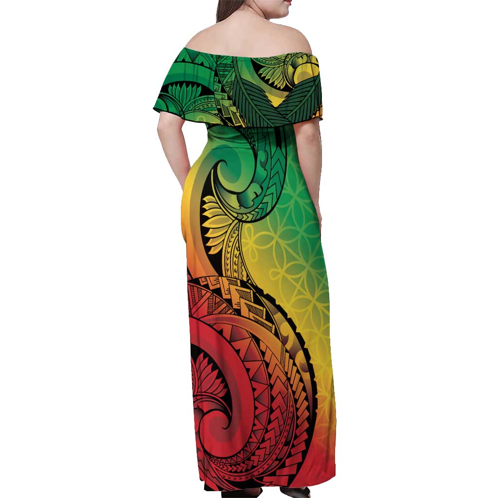 Vanuatu 45th Independence Anniversary Off Shoulder Maxi Dress Ni-Van Sandroing LT7 - Polynesian Pride