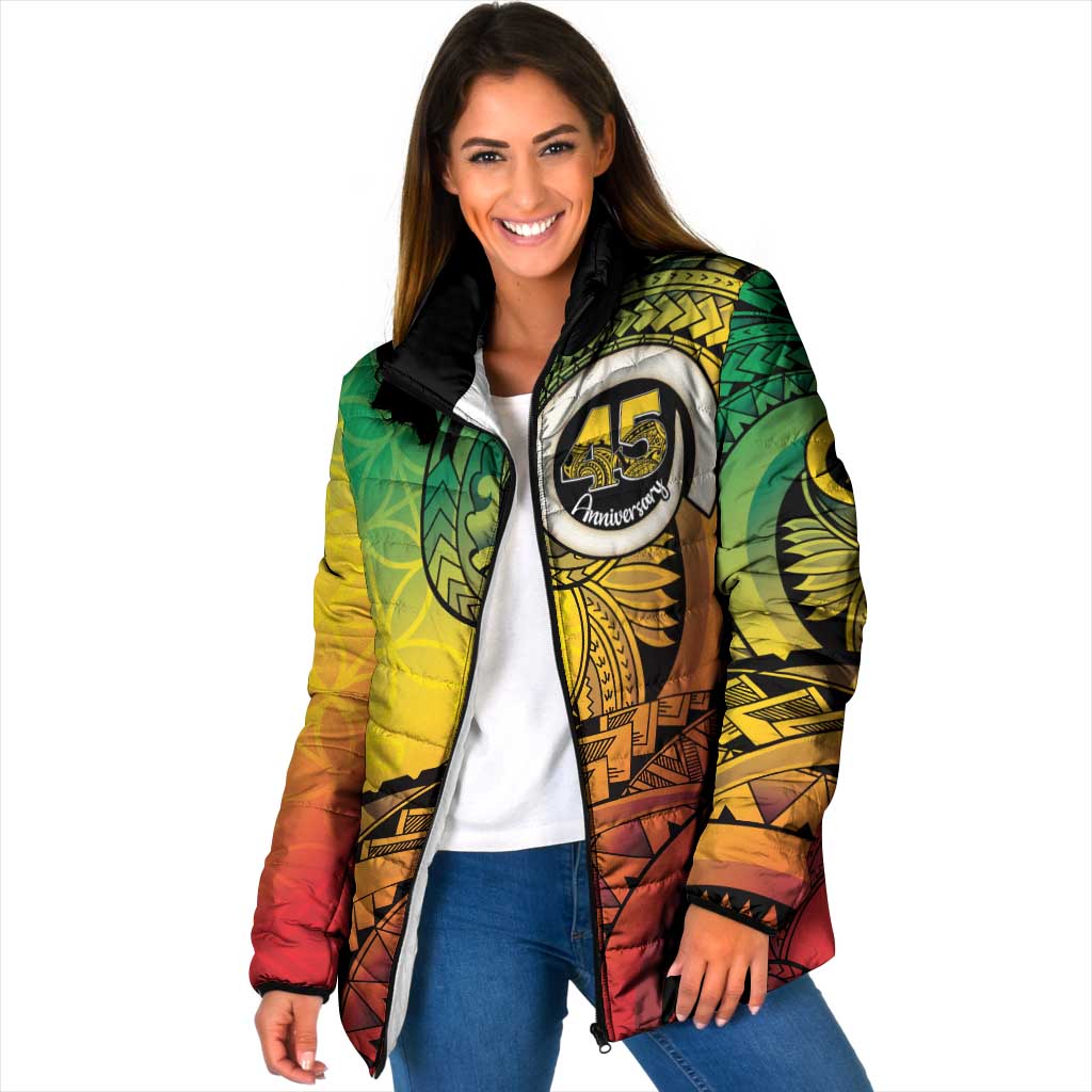 Vanuatu 45th Independence Anniversary Padded Jacket Ni-Van Sandroing LT7 Women Colorful - Polynesian Pride