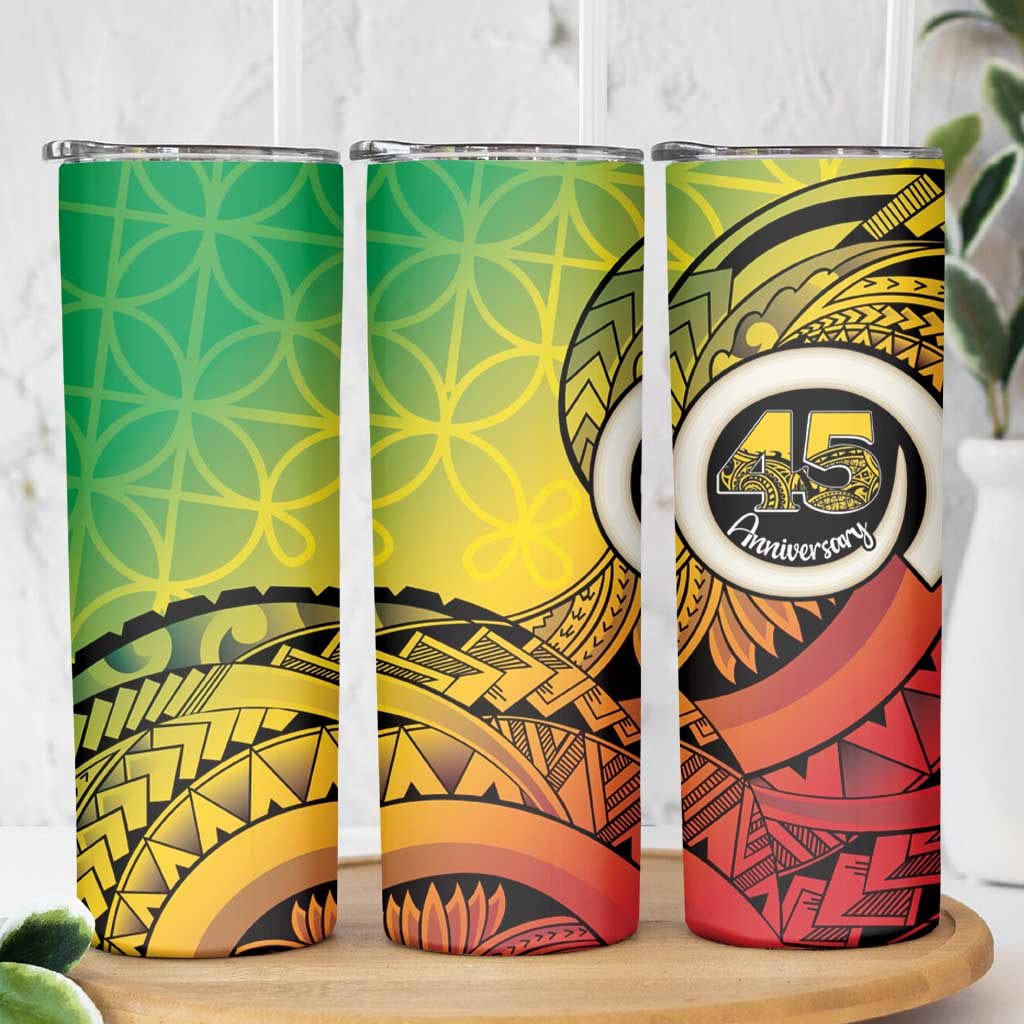 Vanuatu 45th Independence Anniversary Skinny Tumbler Ni-Van Sandroing - Polynesian Pride
