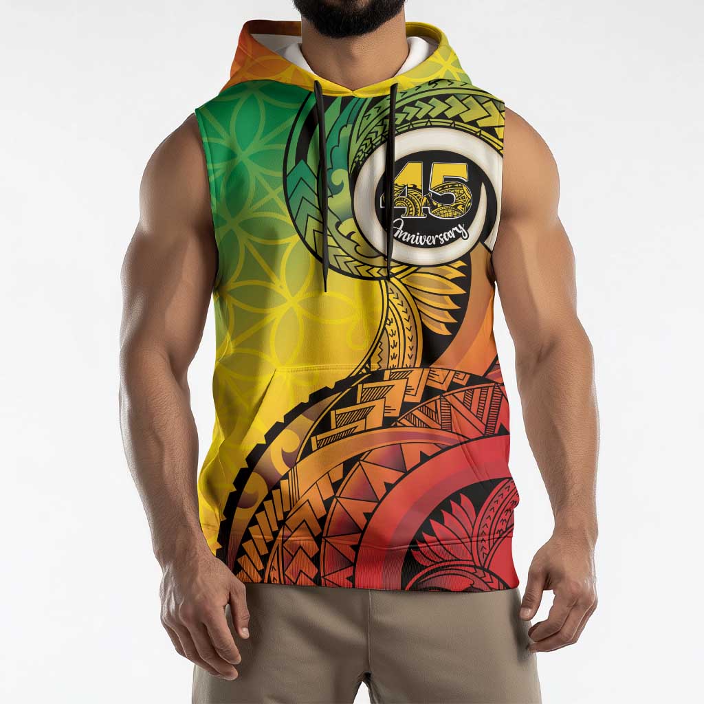 Vanuatu 45th Independence Anniversary Sleeveless Hoodie Ni-Van Sandroing - Polynesian Pride