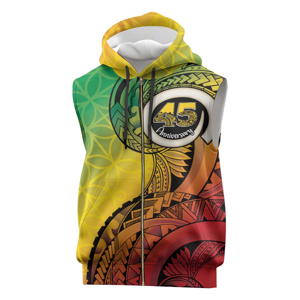 Vanuatu 45th Independence Anniversary Sleeveless Zip Hoodie Ni-Van Sandroing - Polynesian Pride