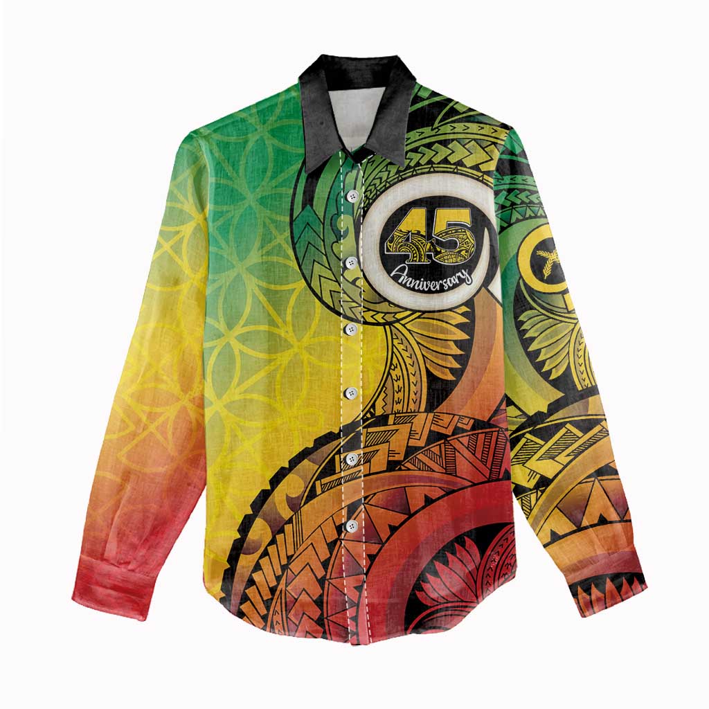 Vanuatu 45th Independence Anniversary Women Casual Shirt Ni-Van Sandroing - Polynesian Pride