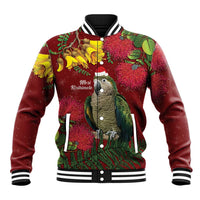 Kakapo Bird New Zealand Baseball Jacket Floral Christmas LT7 Unisex Red - Polynesian Pride