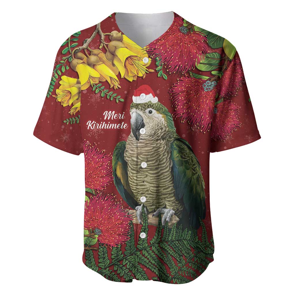 Kakapo Bird New Zealand Baseball Jersey Floral Christmas