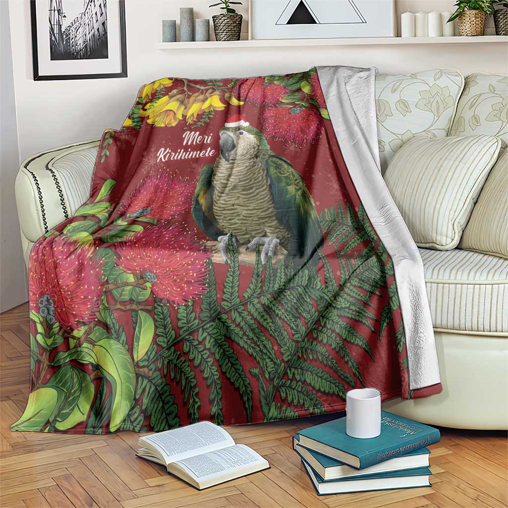 Kakapo Bird New Zealand Blanket Floral Christmas