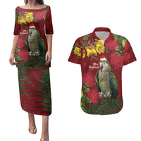Kakapo Bird New Zealand Couples Matching Puletasi and Hawaiian Shirt Floral Christmas
