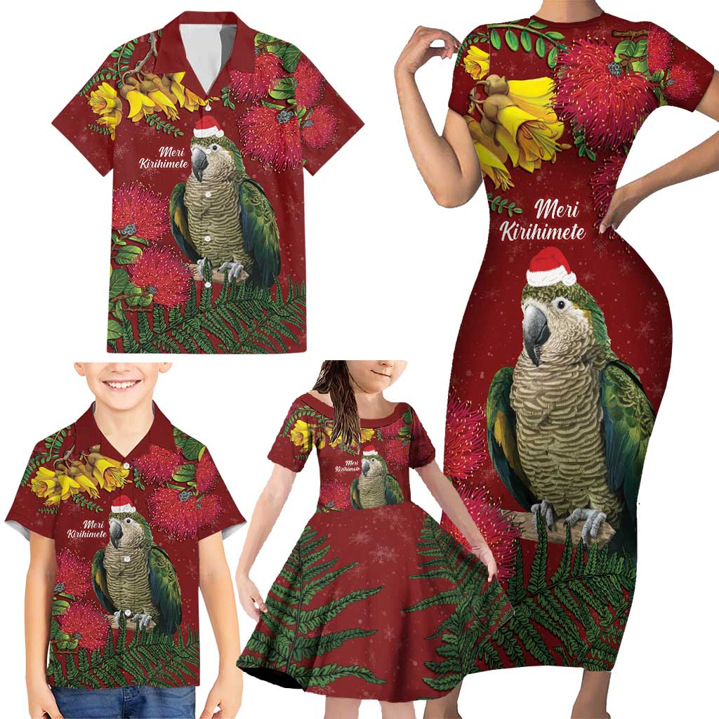 Kakapo Bird New Zealand Family Matching Short Sleeve Bodycon Dress and Hawaiian Shirt Floral Christmas LT7 - Polynesian Pride
