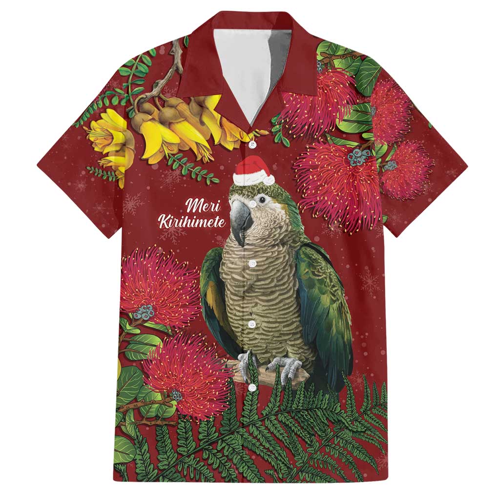Kakapo Bird New Zealand Family Matching Short Sleeve Bodycon Dress and Hawaiian Shirt Floral Christmas